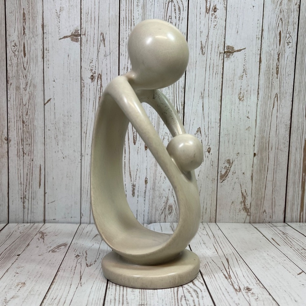Mother & Child Figure Soapstone 8" Abstract Baby‎ Gift Kenya Sculpture Stone
